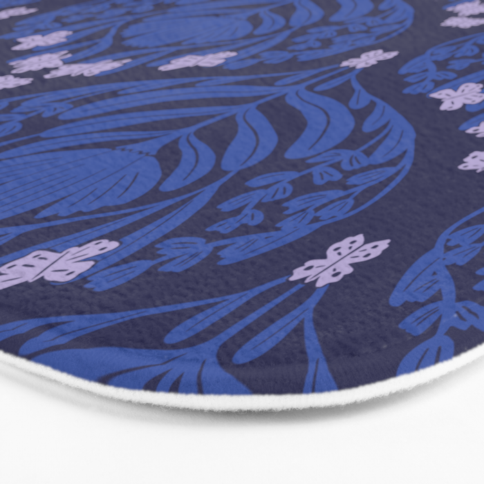 Butterflies and blossom blues pattern Bath Mat Gallery Image 3
