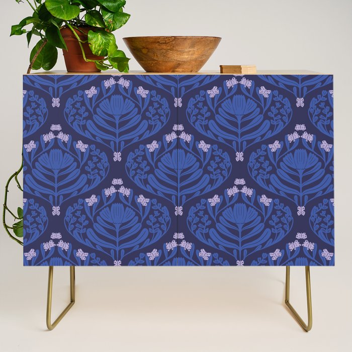 Butterflies and blossom blues pattern Credenza Gallery Image 1