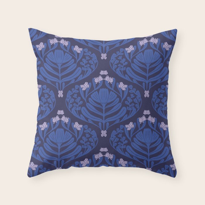 Butterflies and blossom blues pattern Throw Pillow Gallery Image 6