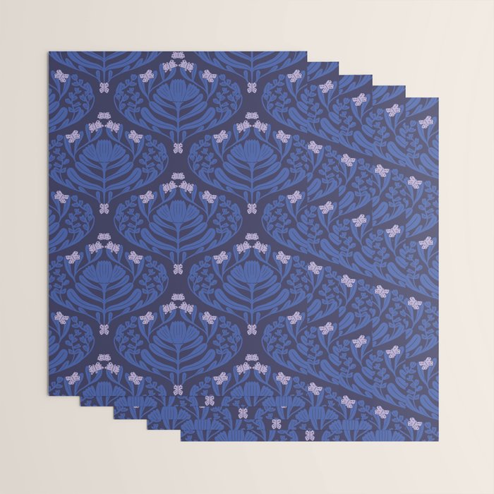 Butterflies and blossom blues pattern Wrapping Paper Gallery Image 3