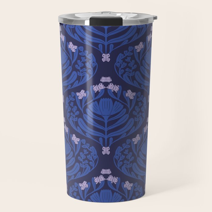 Butterflies and blossom blues pattern Travel Mug Gallery Image 1