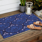 Butterflies and blossom blues pattern Outdoor Rug Gallery Image 2