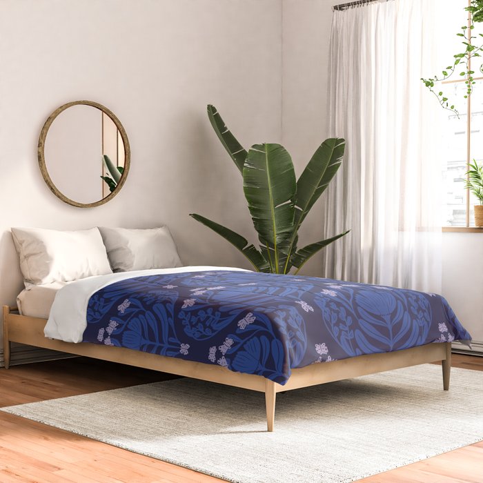 Butterflies and blossom blues pattern Comforter Gallery Image 2