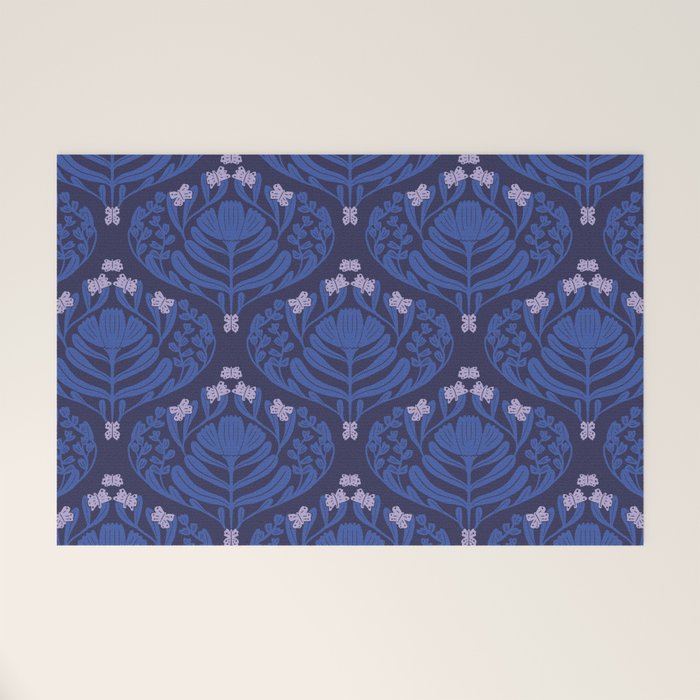 Butterflies and blossom blues pattern Welcome Mat Gallery Image 1