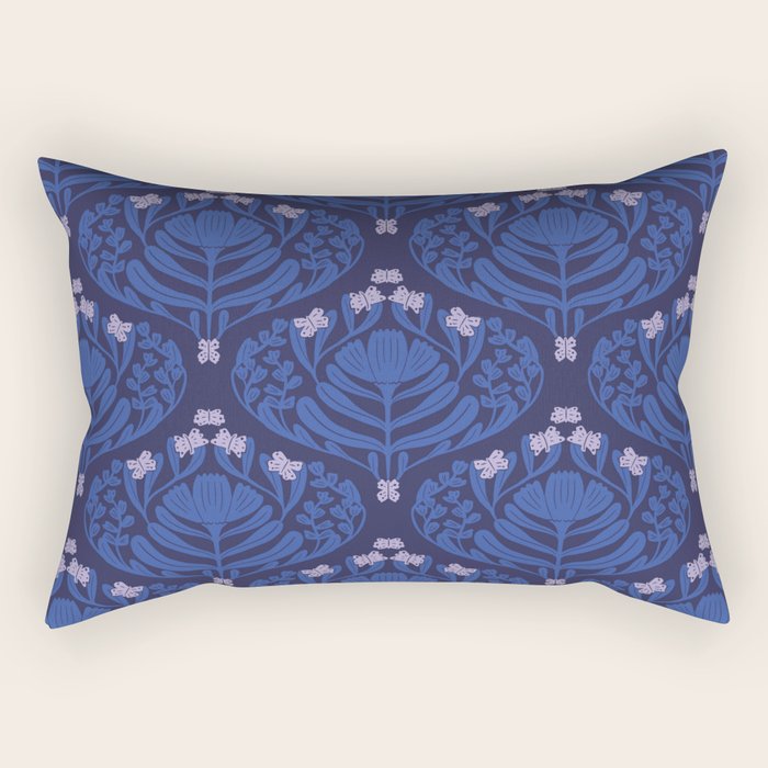 Butterflies and blossom blues pattern Rectangular Pillow Gallery Image 2