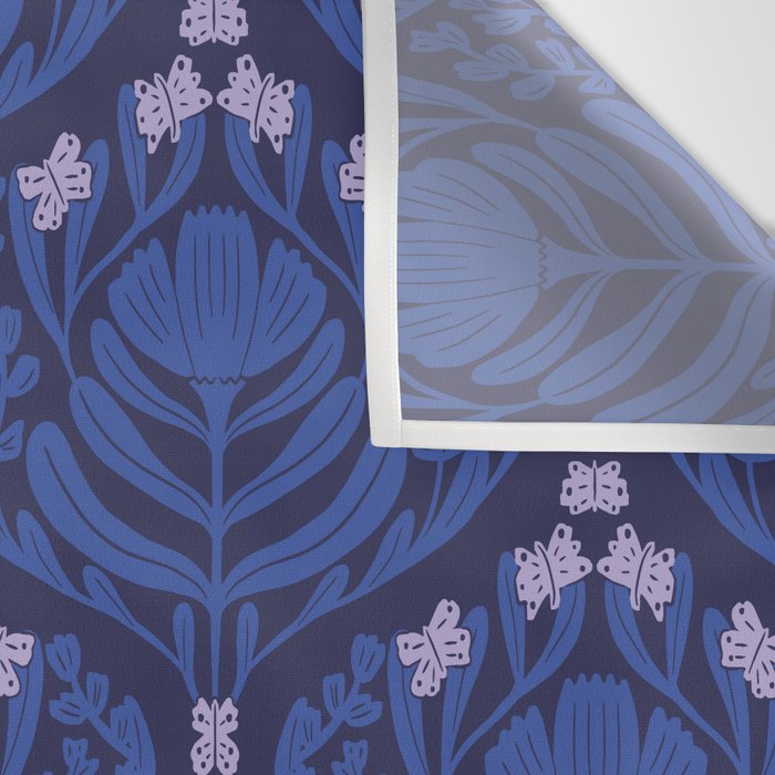 Butterflies and blossom blues pattern Wall Tapestry Gallery Image 3