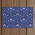 Butterflies and blossom blues pattern Outdoor Rug Gallery Image 1