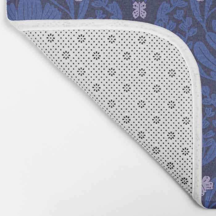 Butterflies and blossom blues pattern Bath Mat Gallery Image 2