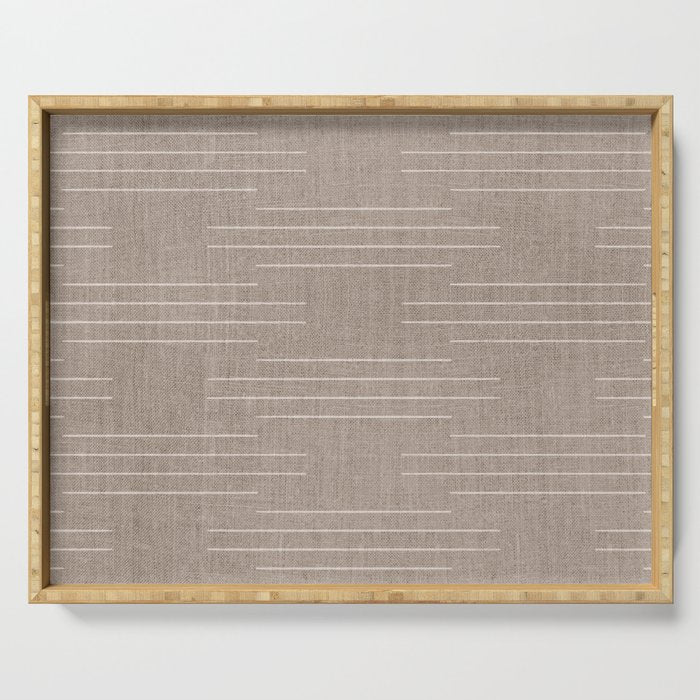 Minimalist, Boho, Line Art in Stone Beige Serving Tray Gallery Image 1