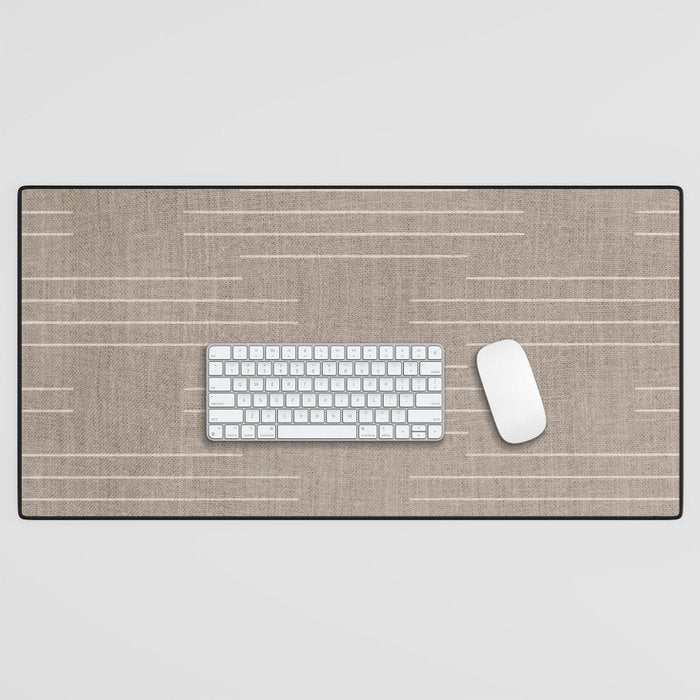 Minimalist, Boho, Line Art in Stone Beige Desk Mat Gallery Image 1