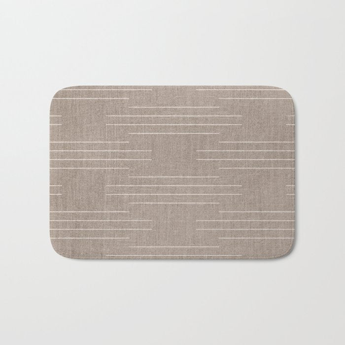 Minimalist, Boho, Line Art in Stone Beige Bath Mat Gallery Image 1