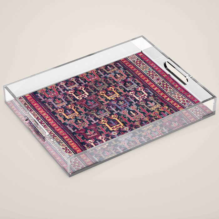 Khamseh Shahsavan Sumakh Azerbaijan Persian Tribal Bag Print Acrylic Tray Gallery Image 1