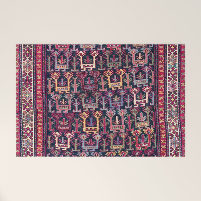 Khamseh Shahsavan Sumakh Azerbaijan Persian Tribal Bag Print Welcome Mat Gallery Image 1