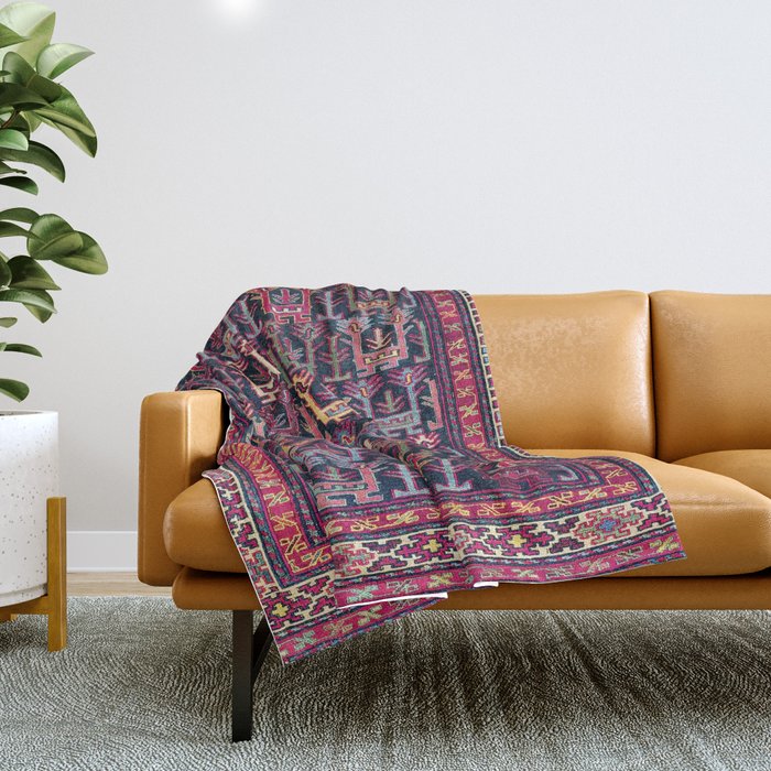 Khamseh Shahsavan Sumakh Azerbaijan Persian Tribal Bag Print Throw Blanket Gallery Image 1