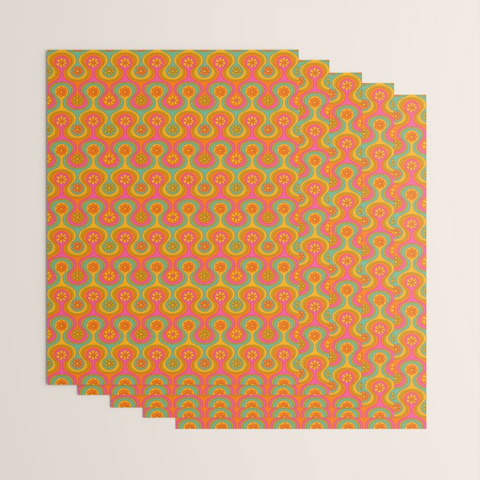 Groovy 60s Midcentury Modern Flower Pattern Wrapping Paper Gallery Image 3