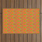 Groovy 60s Midcentury Modern Flower Pattern Outdoor Rug Gallery Image 1