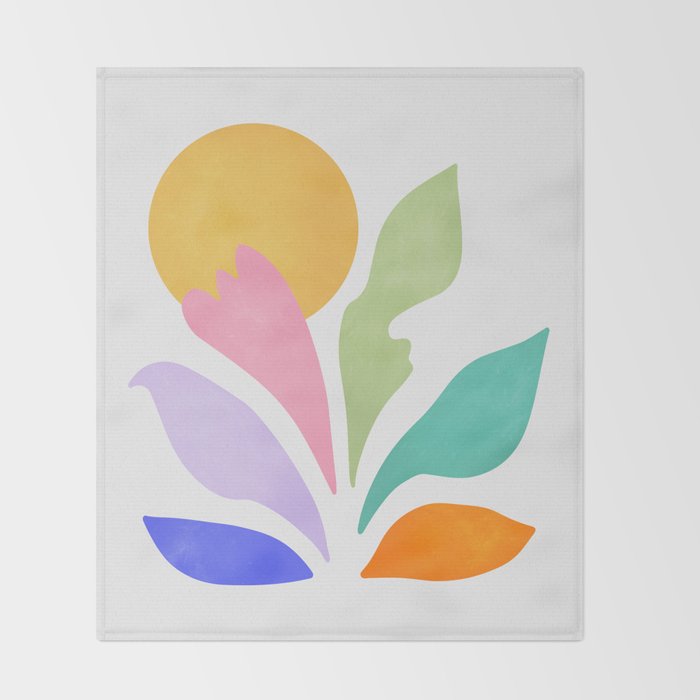 Sun & Leaves: Matisse Pastel Series 04 Throw Blanket Gallery Image 2