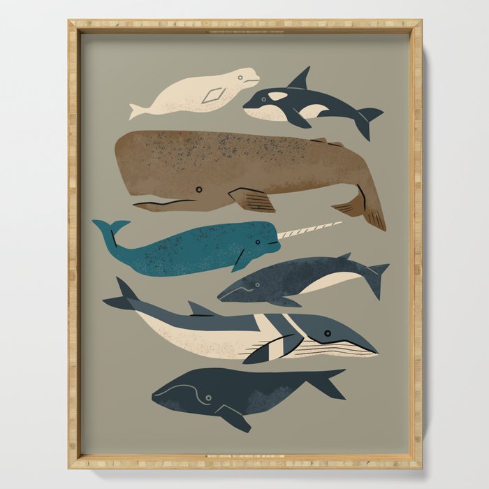 Whales Ahoy (Gray) Serving Tray Gallery Image 1