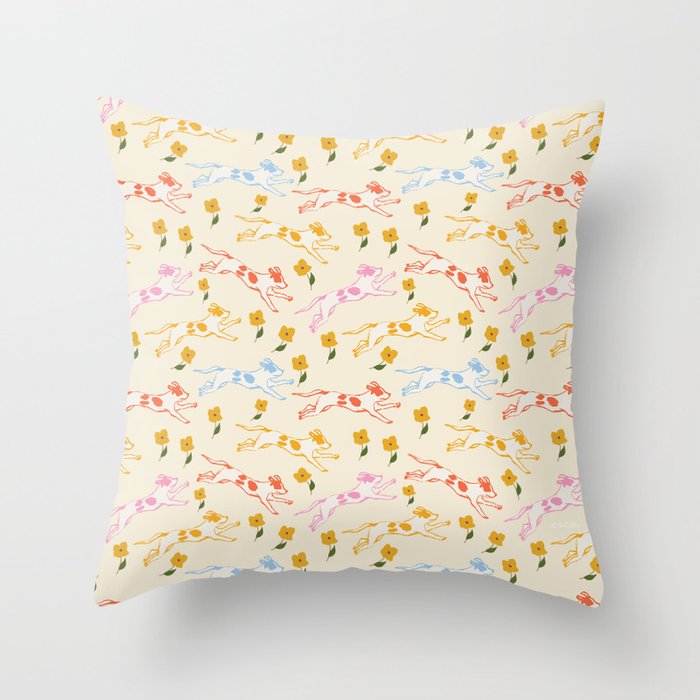 Colorful Puppies Throw Pillow Gallery Image 1