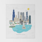 Chicago Illustration Throw Blanket Gallery Image 2
