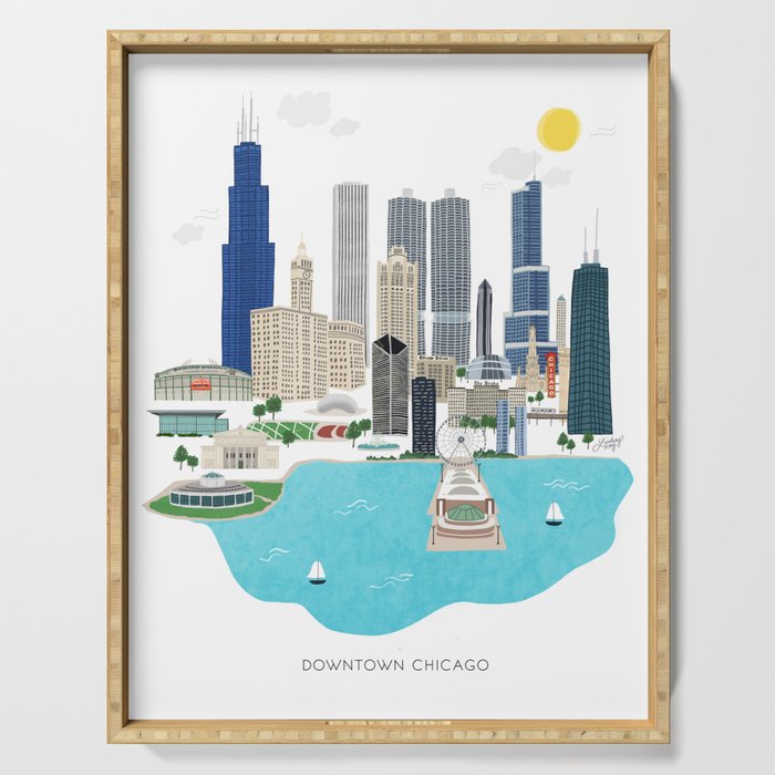 Chicago Illustration Serving Tray Gallery Image 1