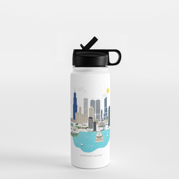 Chicago Illustration Water Bottle Gallery Image 1
