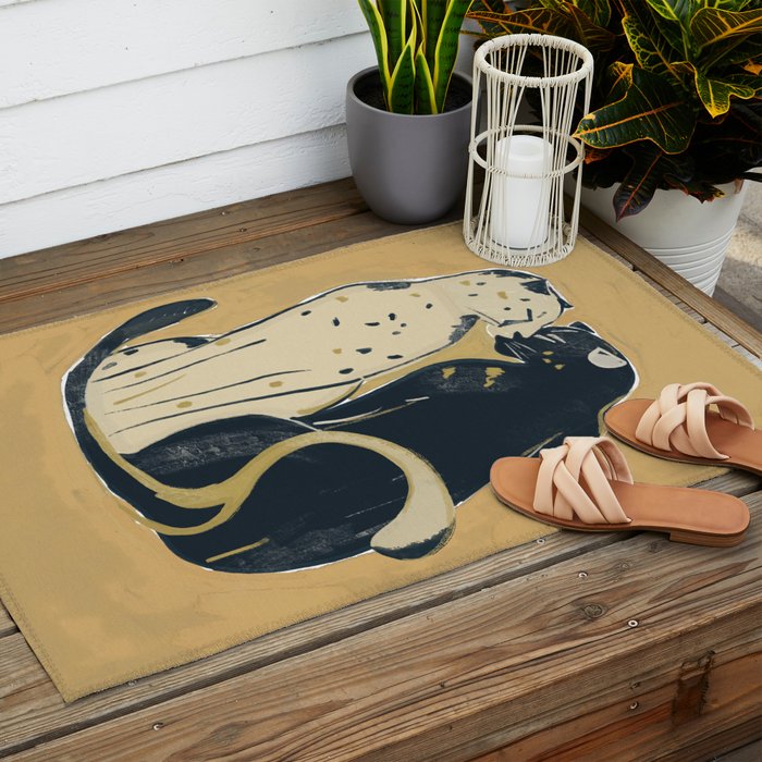 Two Cheetahs 2 Outdoor Rug Gallery Image 2