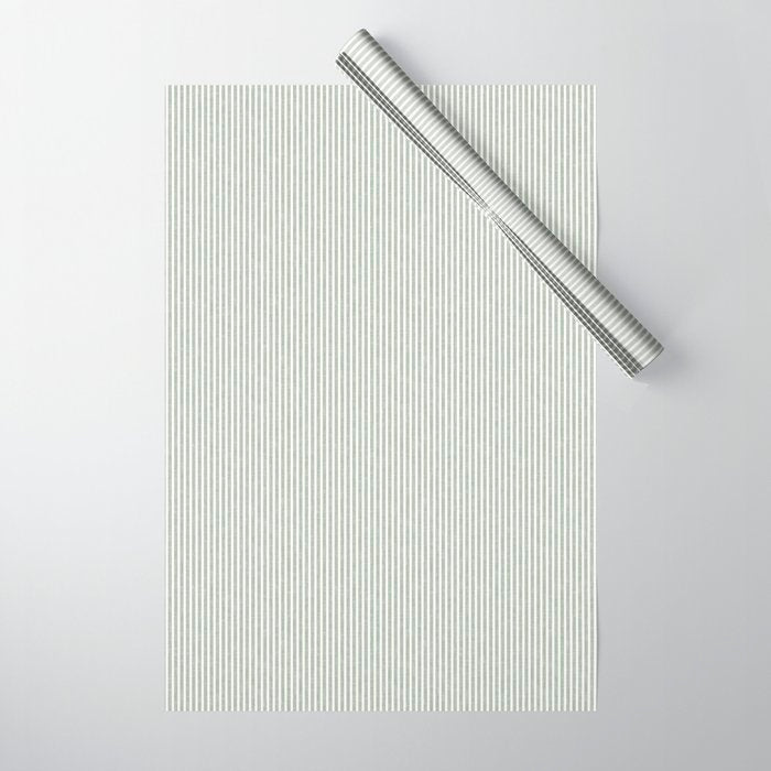 linen textured stripes - sage Wrapping Paper Gallery Image 1