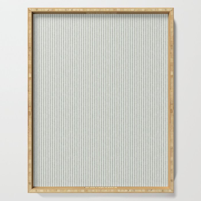linen textured stripes - sage Serving Tray Gallery Image 1