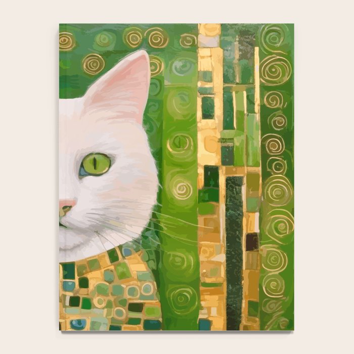 Klimt White Cat with Green Eyes Notebook Gallery Image 4