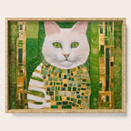 Klimt White Cat with Green Eyes Serving Tray Gallery Image 1
