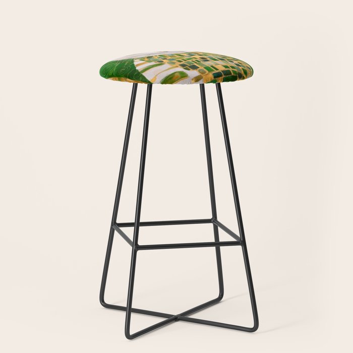 Klimt White Cat with Green Eyes Stool Gallery Image 1