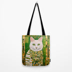 Klimt White Cat with Green Eyes Tote Bag Gallery Image 2