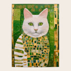 Klimt White Cat with Green Eyes Poster Gallery Image 4