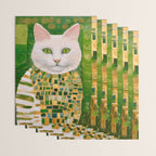 Klimt White Cat with Green Eyes Wrapping Paper Gallery Image 3