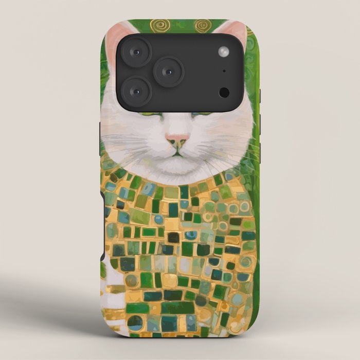 Klimt White Cat with Green Eyes iPhone Case Gallery Image 3