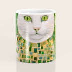 Klimt White Cat with Green Eyes Coffee Mug Gallery Image 4