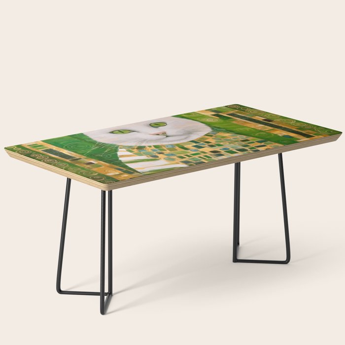 Klimt White Cat with Green Eyes Coffee Table Gallery Image 1