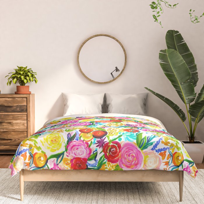 Bright Colorful Floral painting Comforter Gallery Image 3