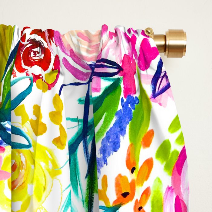 Bright Colorful Floral painting Window Curtain Gallery Image 2