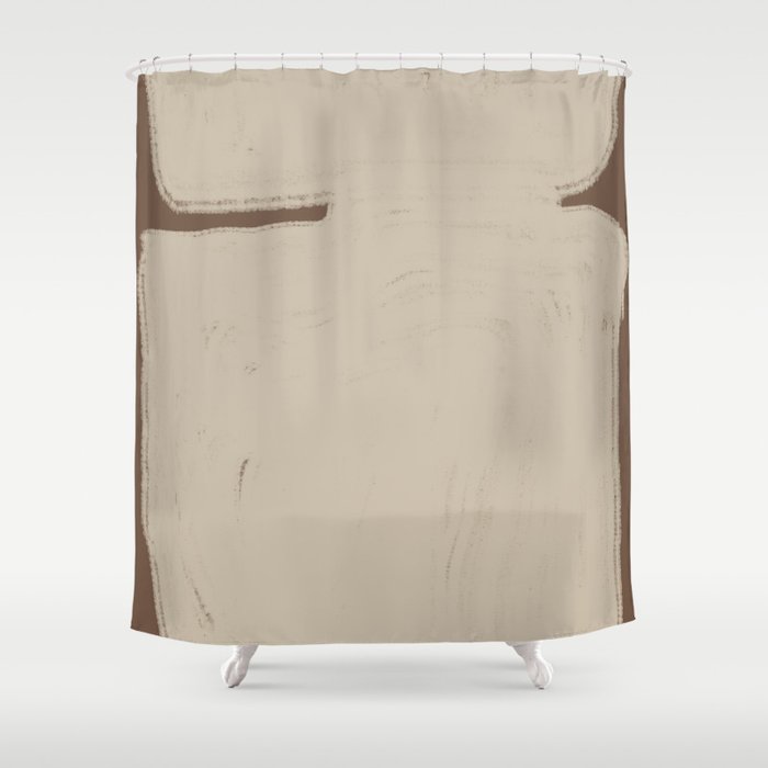 Beige Organic Modern Shape Shower Curtain Gallery Image 1