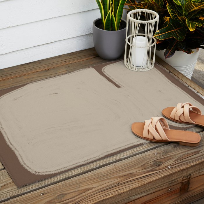 Beige Organic Modern Shape Outdoor Rug Gallery Image 2