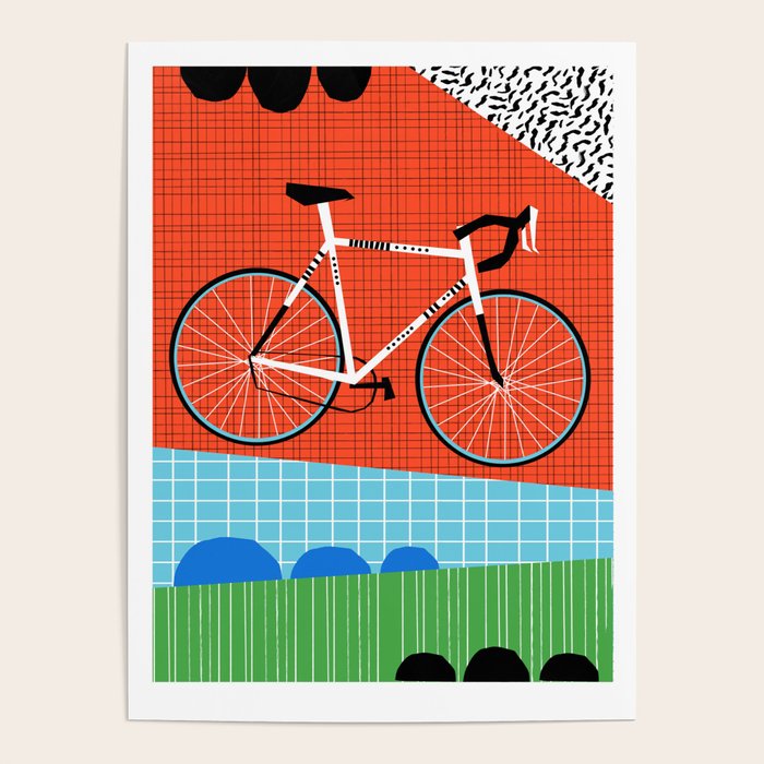 Sporty - bicycle art, schwinn paramount, biking, cycling art print, retro, memphis art print Poster Gallery Image 1