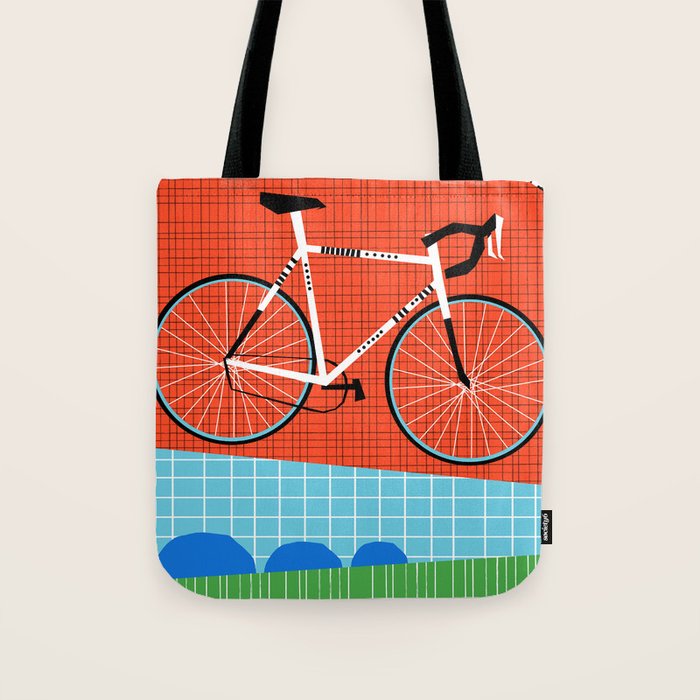 Sporty - bicycle art, schwinn paramount, biking, cycling art print, retro, memphis art print Tote Bag Gallery Image 1