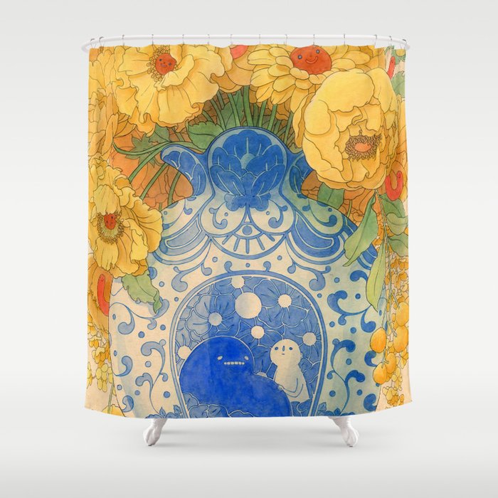 Bloom in Yellow Shower Curtain Gallery Image 1