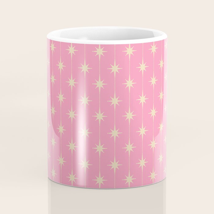 Midcentury Stars and Dots Classic Pink Pattern Coffee Mug Gallery Image 4