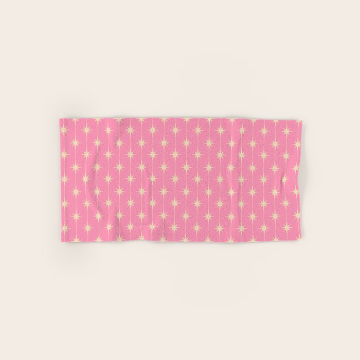 Midcentury Stars and Dots Classic Pink Pattern Bath Towel Gallery Image 1