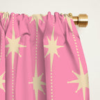 Midcentury Stars and Dots Classic Pink Pattern Window Curtain Gallery Image 2