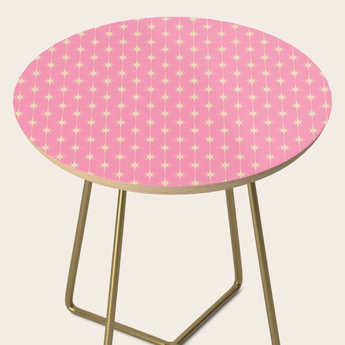 Midcentury Stars and Dots Classic Pink Pattern Side Table Gallery Image 2
