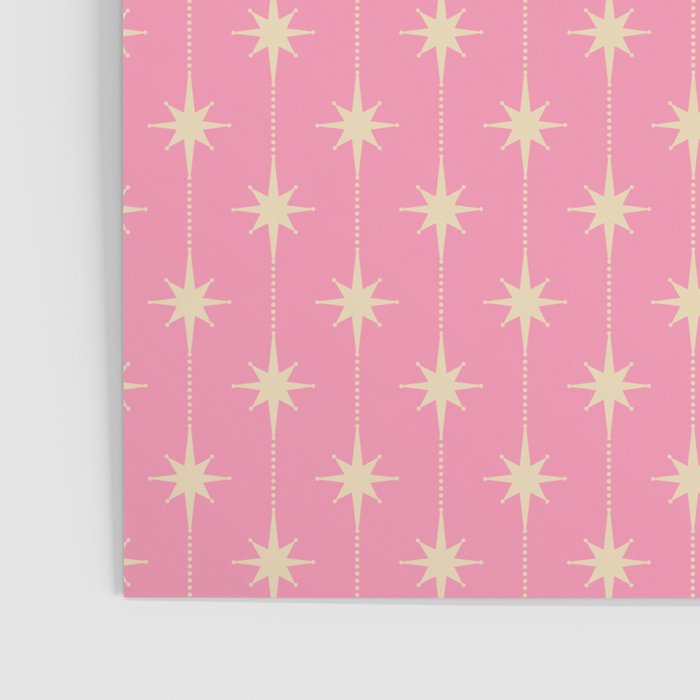 Midcentury Stars and Dots Classic Pink Pattern Poster Gallery Image 3